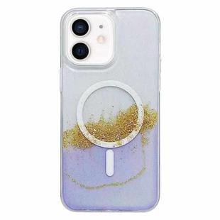 For iPhone 11 Gilding MagSafe Hybrid Clear TPU Phone Case(Purple)