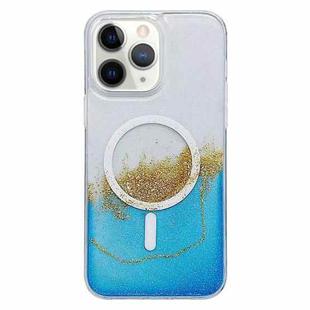 For iPhone 11 Pro MagSafe Gilding Hybrid Clear TPU Phone Case(Blue)