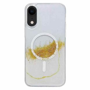 For iPhone XR MagSafe Gilding Hybrid Clear TPU Phone Case(White)