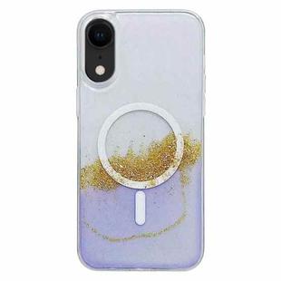 For iPhone XR MagSafe Gilding Hybrid Clear TPU Phone Case(Purple)