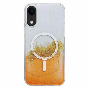 For iPhone XR MagSafe Gilding Hybrid Clear TPU Phone Case(Orange)