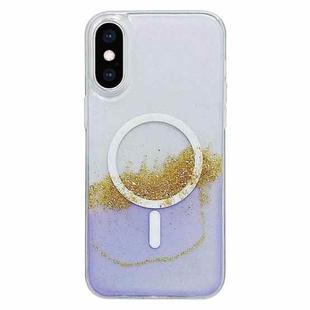 For iPhone XS Max MagSafe Gilding Hybrid Clear TPU Phone Case(Purple)