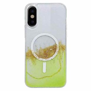 For iPhone X / XS MagSafe Gilding Hybrid Clear TPU Phone Case(Green)