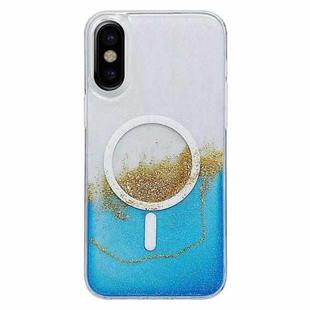 For iPhone X / XS MagSafe Gilding Hybrid Clear TPU Phone Case(Blue)