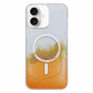 For iPhone 16 Gilding MagSafe Hybrid Clear TPU Phone Case(Orange)