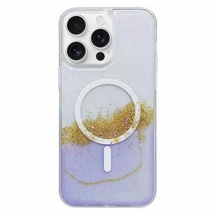 For iPhone 16 Pro Gilding MagSafe Hybrid Clear TPU Phone Case(Purple)