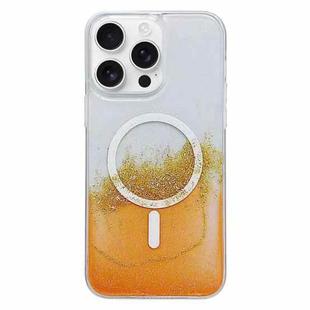 For iPhone 16 Pro Gilding MagSafe Hybrid Clear TPU Phone Case(Orange)