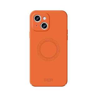 For iPhone 15 Plus MOFI Qin Series Magsafe Skin Feel All-inclusive Silicone Phone Case(Orange)
