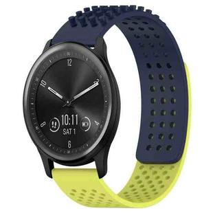 For GarminMove Trend 20mm Holes Breathable 3D Dots Silicone Watch Band(Midnight Blue+Lime Green)