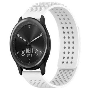 For Garmin Vivomove Sport 20mm Holes Breathable 3D Dots Silicone Watch Band(White)