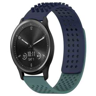 For Garmin Vivomove Sport 20mm Holes Breathable 3D Dots Silicone Watch Band(Midnight Blue+Olive Green)
