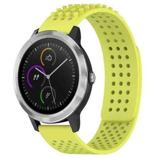 For Garmin Vivoactive 3 20mm Holes Breathable 3D Dots Silicone Watch Band(Lime Green)