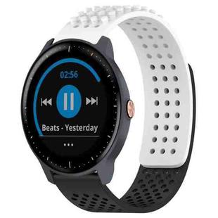 For Garmin Vivoactive3 Music 20mm Holes Breathable 3D Dots Silicone Watch Band(White+Black)