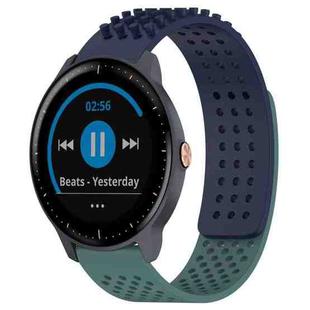 For Garmin Vivoactive3 Music 20mm Holes Breathable 3D Dots Silicone Watch Band(Midnight Blue+Olive Green)
