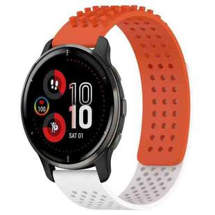 For Garmin Venu 2 Plus 20mm Holes Breathable 3D Dots Silicone Watch Band(Orange+White)