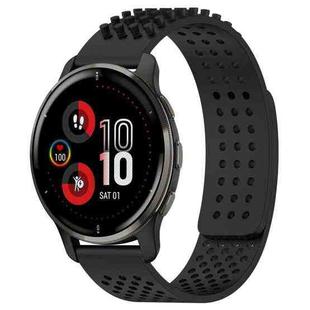 For Garmin Venu 2 Plus 20mm Holes Breathable 3D Dots Silicone Watch Band(Black)