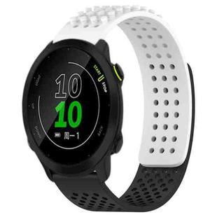 For Garmin Forerunner 158 20mm Holes Breathable 3D Dots Silicone Watch Band(White+Black)