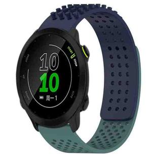 For Garmin Forerunner 158 20mm Holes Breathable 3D Dots Silicone Watch Band(Midnight Blue+Olive Green)