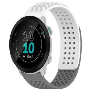 For Garmin Forerunner 55 20mm Holes Breathable 3D Dots Silicone Watch Band(White+Grey)