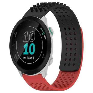 For Garmin Forerunner 55 20mm Holes Breathable 3D Dots Silicone Watch Band(Black+Red)