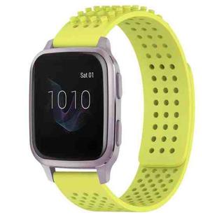 For Garmin Venu SQ 20mm Holes Breathable 3D Dots Silicone Watch Band(Lime Green)