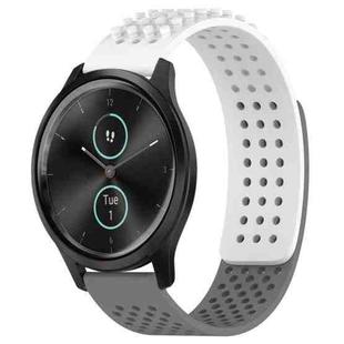 For Garmin VivoMove Style 20mm Holes Breathable 3D Dots Silicone Watch Band(White+Grey)