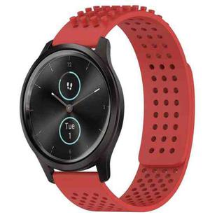 For Garmin VivoMove Style 20mm Holes Breathable 3D Dots Silicone Watch Band(Red)