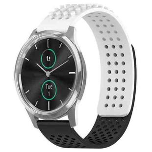 For Garmin VivoMove Luxe 20mm Holes Breathable 3D Dots Silicone Watch Band(White+Black)