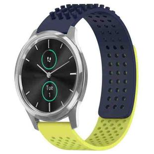 For Garmin VivoMove Luxe 20mm Holes Breathable 3D Dots Silicone Watch Band(Midnight Blue+Lime Green)