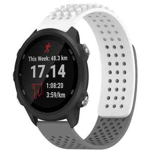 For Garmin Forerunner 245 20mm Holes Breathable 3D Dots Silicone Watch Band(White+Grey)