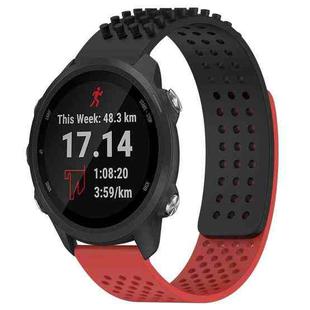 For Garmin Forerunner 245 20mm Holes Breathable 3D Dots Silicone Watch Band(Black+Red)