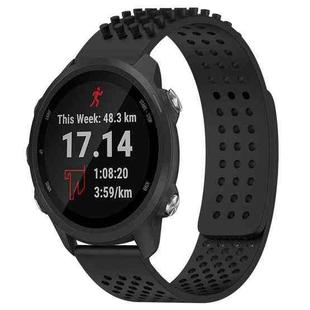 For Garmin Forerunner 245 20mm Holes Breathable 3D Dots Silicone Watch Band(Black)