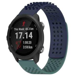 For Garmin Forerunner 245 20mm Holes Breathable 3D Dots Silicone Watch Band(Midnight Blue+Olive Green)