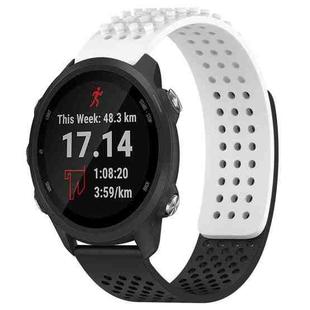 For Garmin Forerunner 245 Music 20mm Holes Breathable 3D Dots Silicone Watch Band(White+Black)