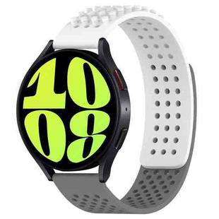 For Samsung Galaxy Watch 6 44mm 20mm Holes Breathable 3D Dots Silicone Watch Band(White+Grey)