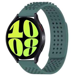 For Samsung Galaxy Watch 6 44mm 20mm Holes Breathable 3D Dots Silicone Watch Band(Olive Green)