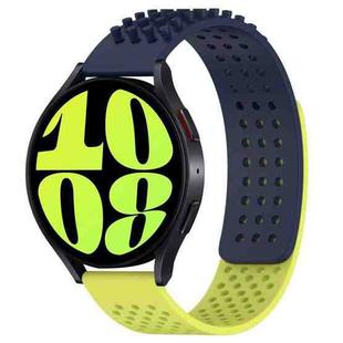 For Samsung Galaxy Watch 6 44mm 20mm Holes Breathable 3D Dots Silicone Watch Band(Midnight Blue+Lime Green)