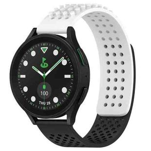 For Samsung Galaxy watch 5 Pro Golf Edition 20mm Holes Breathable 3D Dots Silicone Watch Band(White+Black)