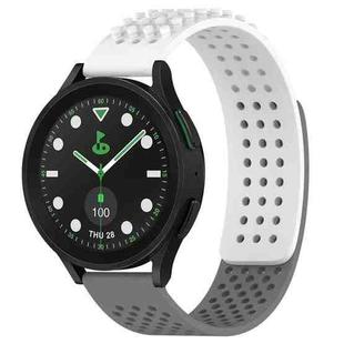 For Samsung Galaxy watch 5 Pro Golf Edition 20mm Holes Breathable 3D Dots Silicone Watch Band(White+Grey)