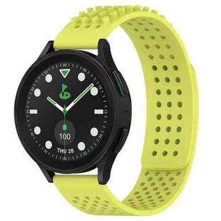 For Samsung Galaxy watch 5 Pro Golf Edition 20mm Holes Breathable 3D Dots Silicone Watch Band(Lime Green)