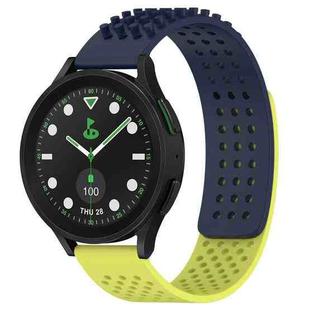 For Samsung Galaxy watch 5 Pro Golf Edition 20mm Holes Breathable 3D Dots Silicone Watch Band(Midnight Blue+Lime Green)