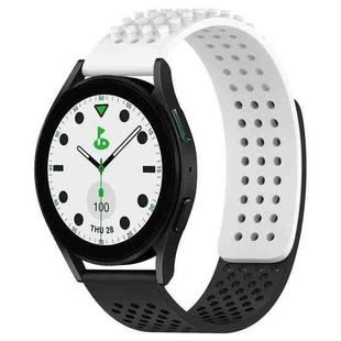 For Samsung Galaxy watch 5 Golf Edition 20mm Holes Breathable 3D Dots Silicone Watch Band(White+Black)