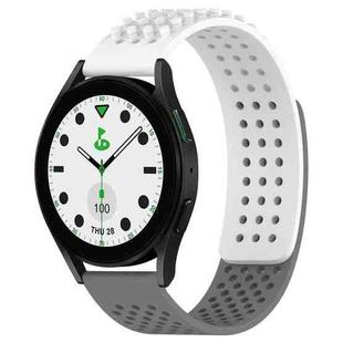 For Samsung Galaxy watch 5 Golf Edition 20mm Holes Breathable 3D Dots Silicone Watch Band(White+Grey)
