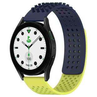 For Samsung Galaxy watch 5 Golf Edition 20mm Holes Breathable 3D Dots Silicone Watch Band(Midnight Blue+Lime Green)