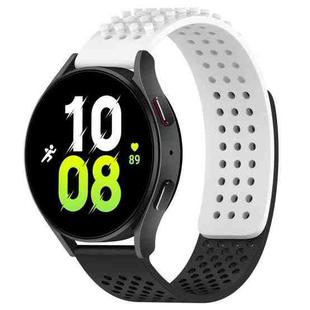 For Samsung Galaxy Watch 5  44mm 20mm Holes Breathable 3D Dots Silicone Watch Band(White+Black)