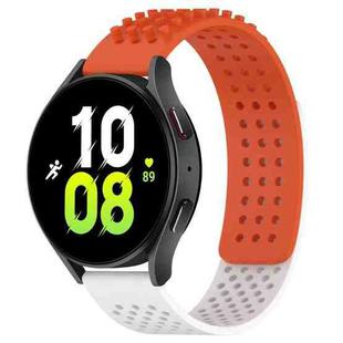 For Samsung Galaxy Watch 5  44mm 20mm Holes Breathable 3D Dots Silicone Watch Band(Orange+White)