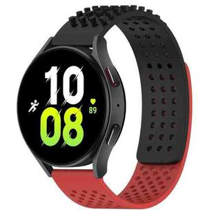 For Samsung Galaxy Watch 5  44mm 20mm Holes Breathable 3D Dots Silicone Watch Band(Black+Red)