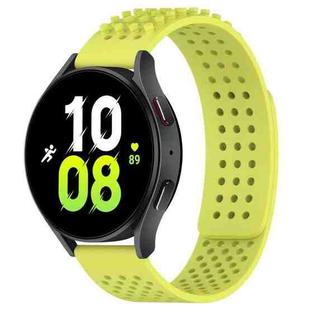 For Samsung Galaxy Watch 5  44mm 20mm Holes Breathable 3D Dots Silicone Watch Band(Lime Green)