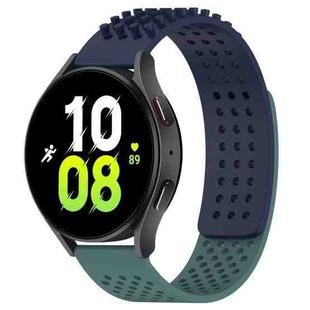 For Samsung Galaxy Watch 5  44mm 20mm Holes Breathable 3D Dots Silicone Watch Band(Midnight Blue+Olive Green)