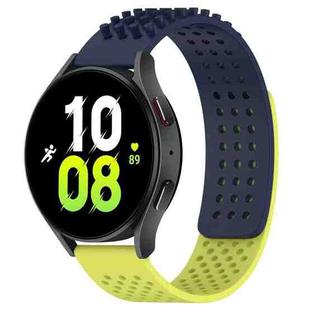For Samsung Galaxy Watch 5  44mm 20mm Holes Breathable 3D Dots Silicone Watch Band(Midnight Blue+Lime Green)